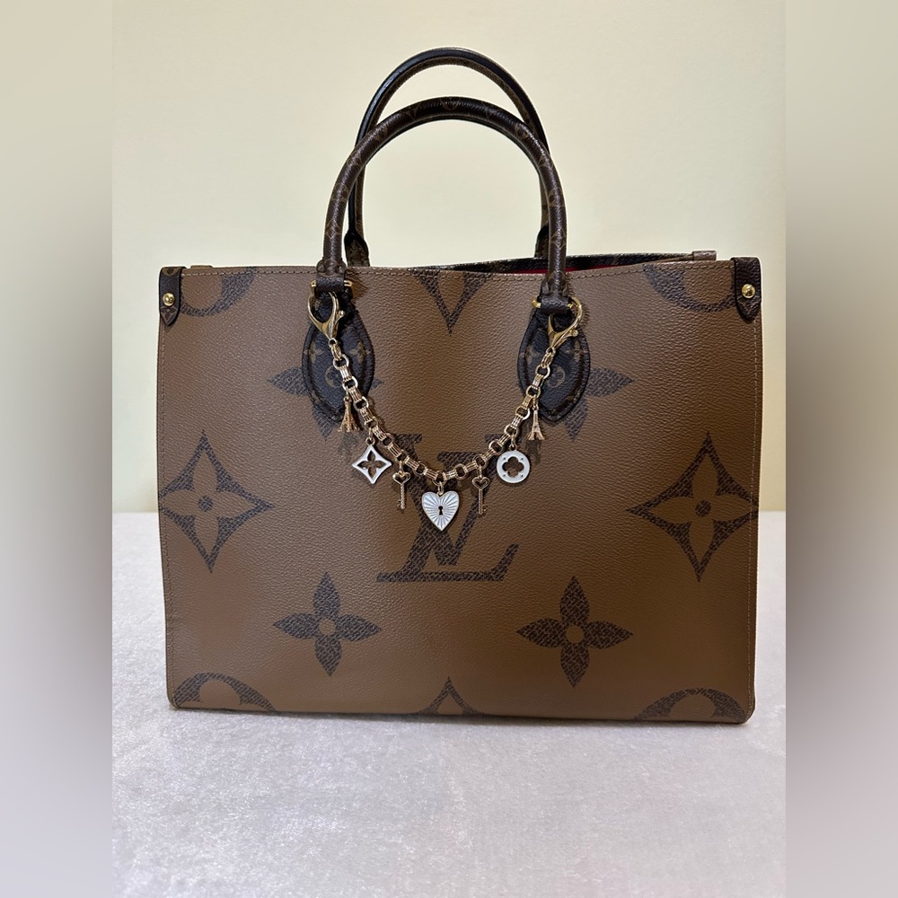 Louis Vuitton Monogram Brown Tote with Charm